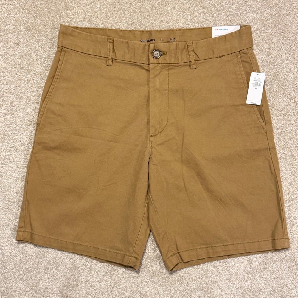 Old Navy Chino Shorts Mens 30 Brown Slim Built-In Flex 8" Inseam NWT